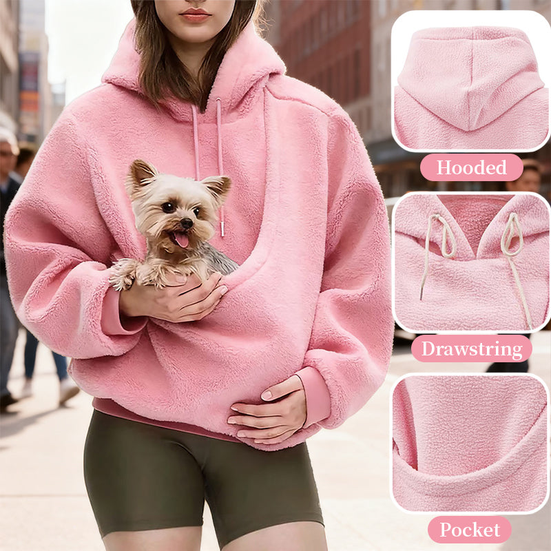 Pet Carrier Hoodie, Hands-Free Dog & Cat Carry Bag, Unisex Sweatshirt for Small Pets