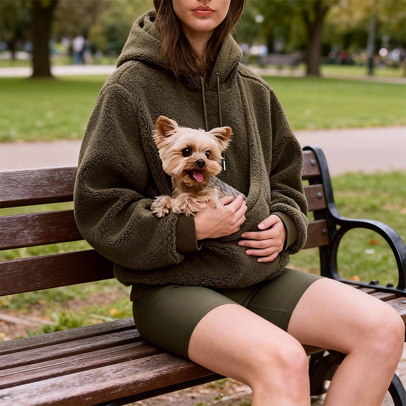 Pet Carrier Hoodie, Hands-Free Dog & Cat Carry Bag, Unisex Sweatshirt for Small Pets