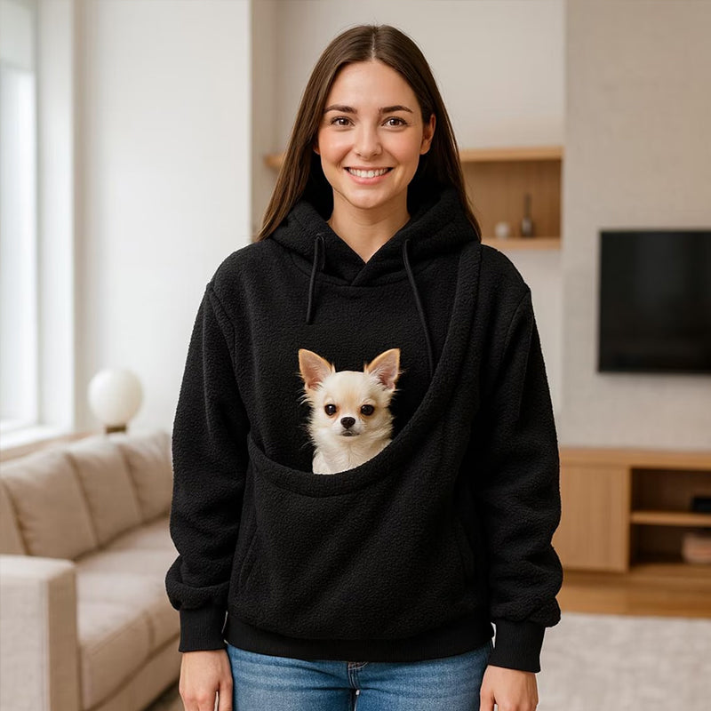 Pet Carrier Hoodie, Hands-Free Dog & Cat Carry Bag, Unisex Sweatshirt for Small Pets